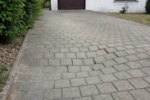 Allee cour affaissement — Allée de maison présentant un affaissement