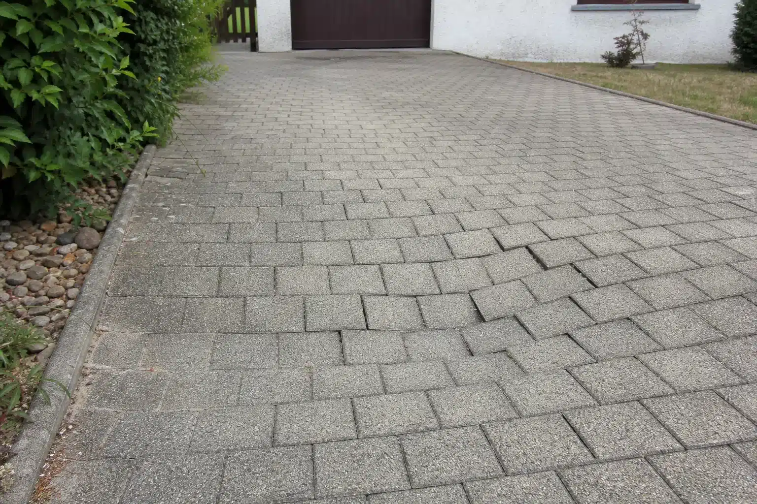 Allee cour affaissement — Allée de maison présentant un affaissement