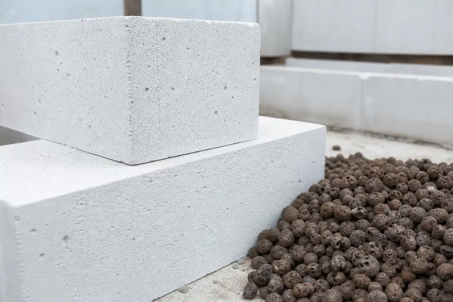 Blocs de béton cellulaire et granulats légers d'argile expansée utilisés pour le béton allégé