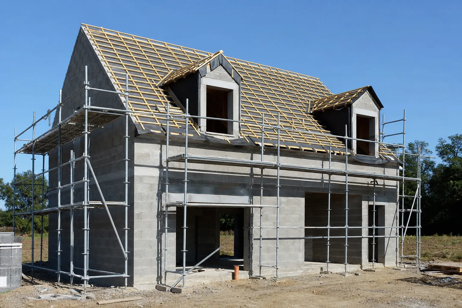 Construction non conforme — Chantier de maison à vérifier pour la conformité au permis