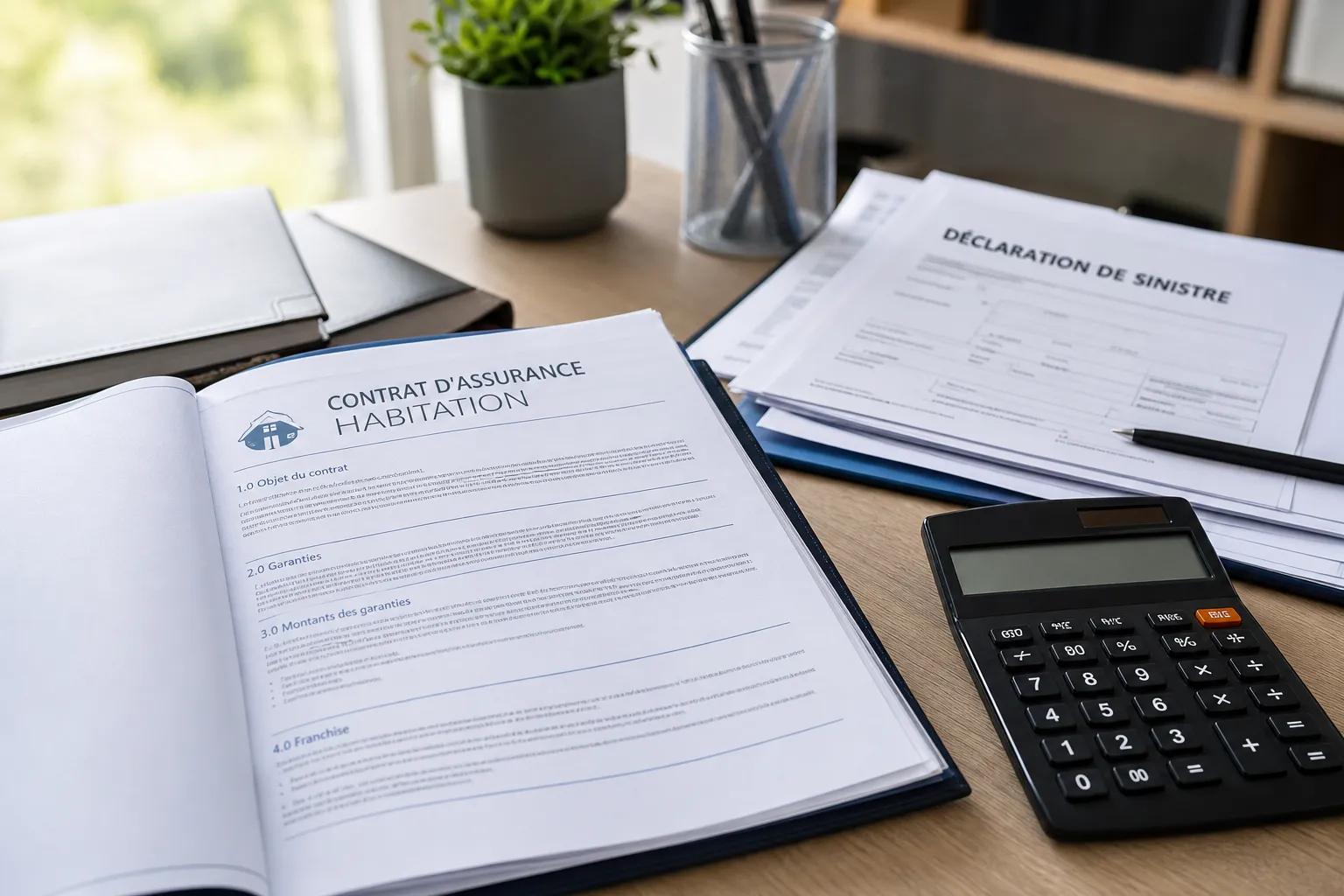 Contrat d'assurance et calculatrice pour verifier un abattement de vetuste sur un sinistre batiment
