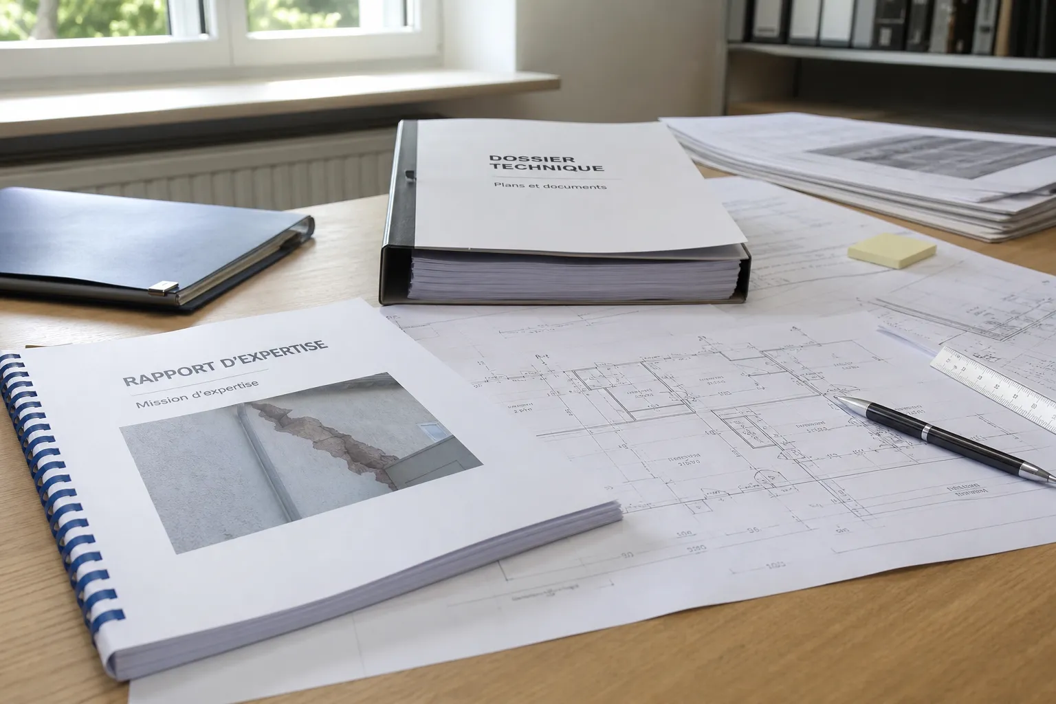 Documents techniques et rapport analyses lors d'une contre-expertise en batiment