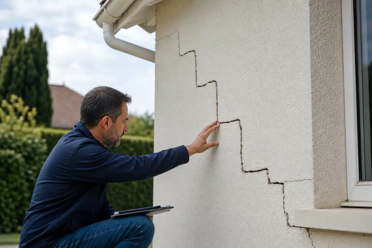 Fissure en escalier sur un mur extérieur (Check my House)