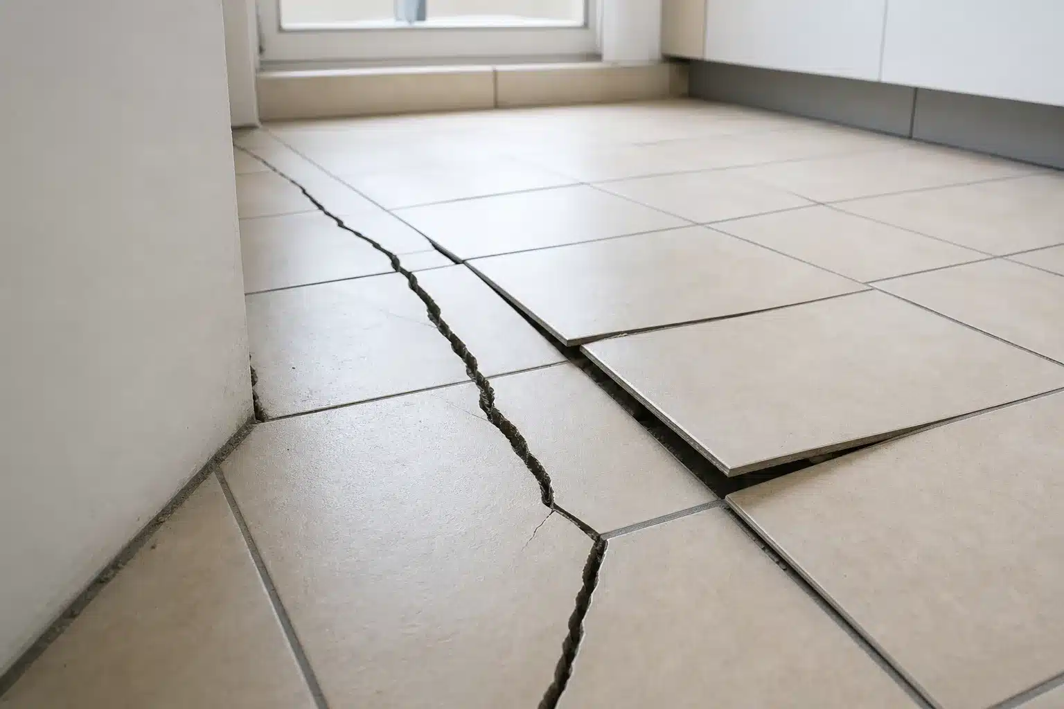 Fissures de plancher et carrelage qui se soulève (Check my House)