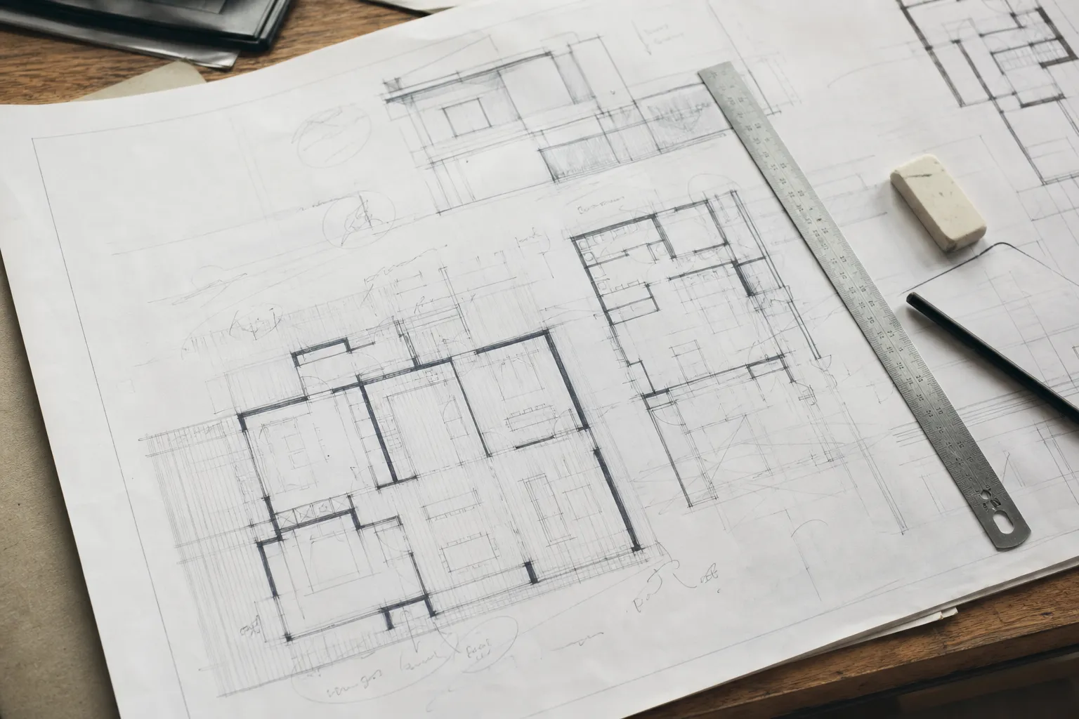 Ccmi modifications plan — Plans de maison annotés illustrant les modifications de plan en cours de chantier en CCMI