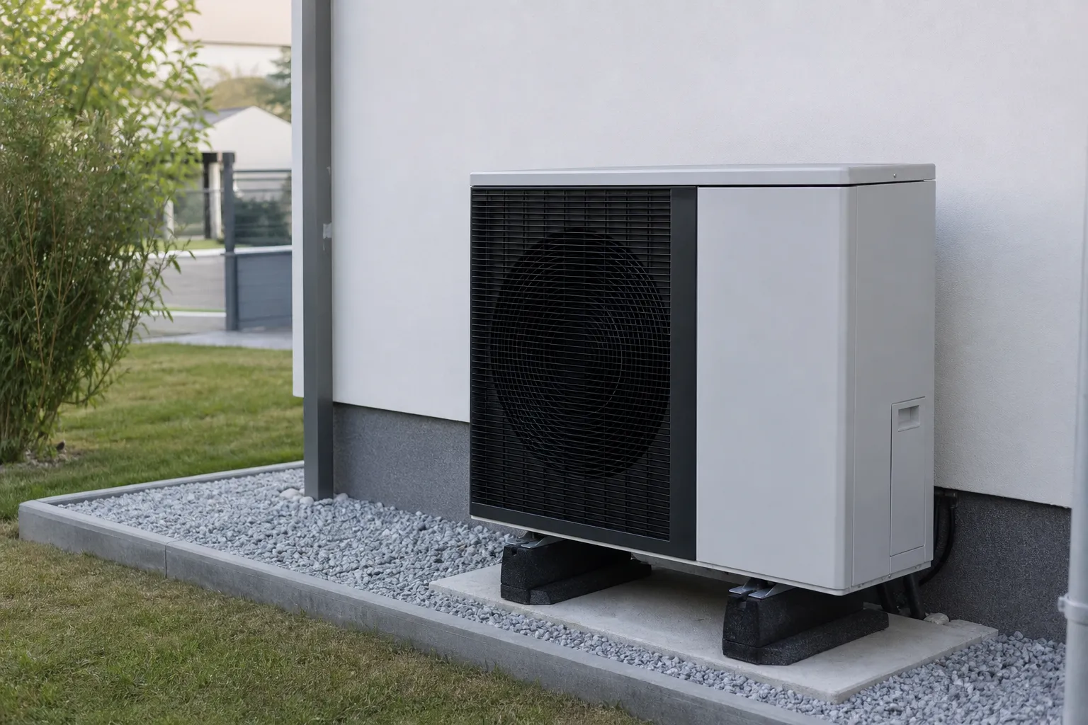 Pompe a chaleur — Pompe à chaleur mal dimensionnée sur la façade d'une maison