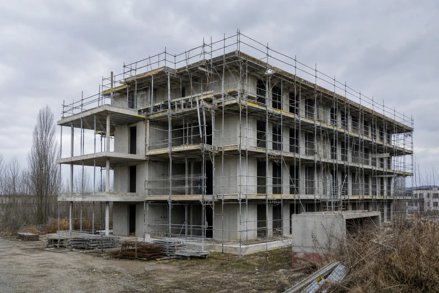 Garantie financière achèvement : chantier d'immeuble VEFA à l'arrêt