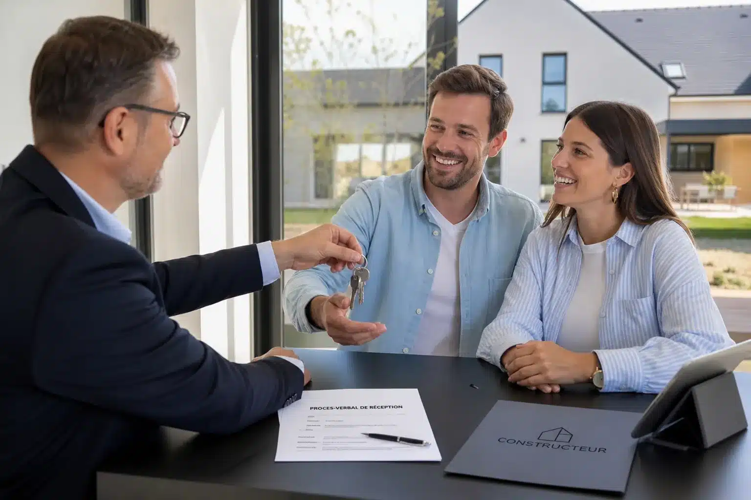 Remise des clés lors de la réception d'une maison neuve en CCMI