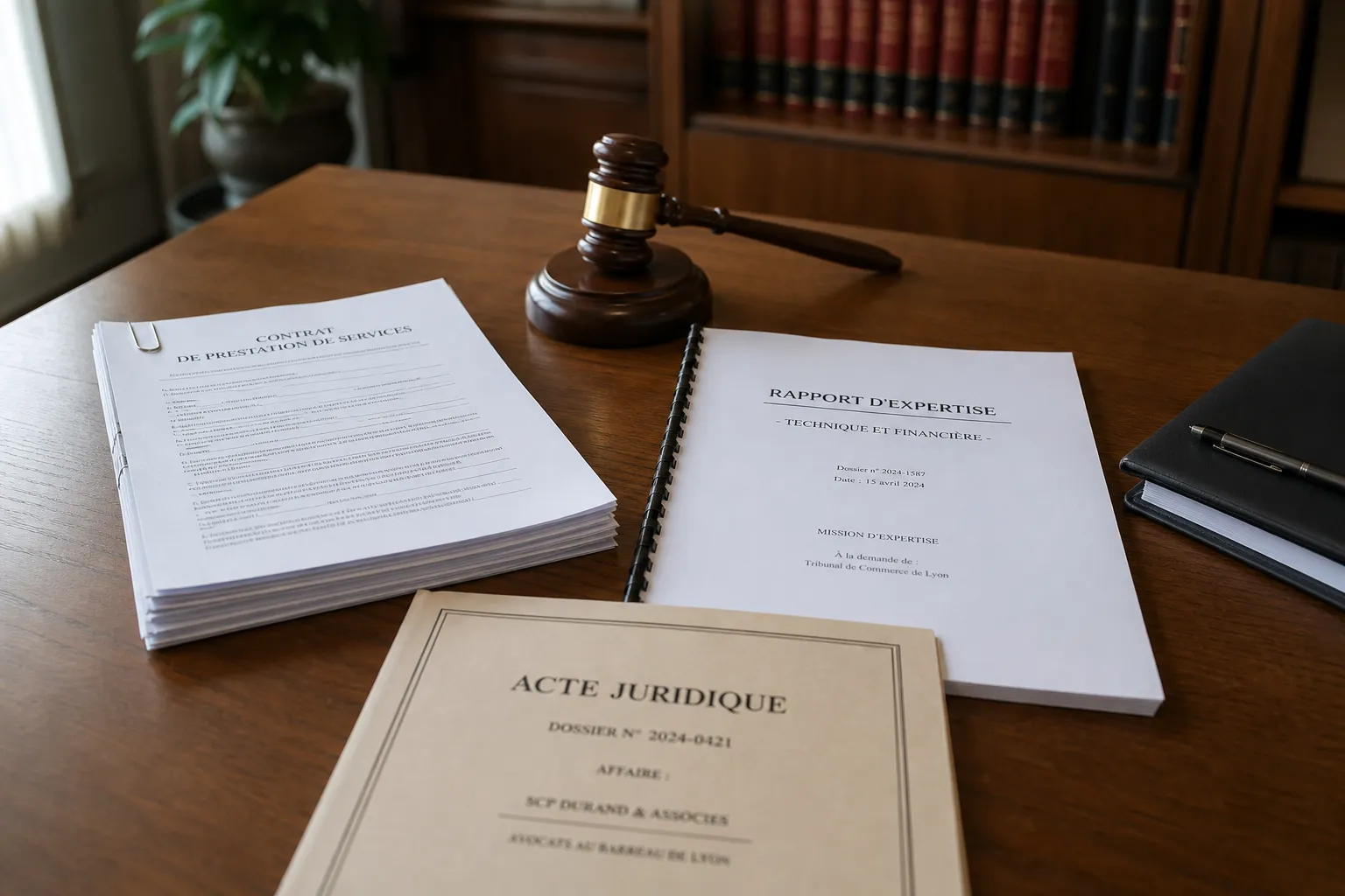 Documents juridiques et rapport d'expertise illustrant un refere expertise avec expert judiciaire