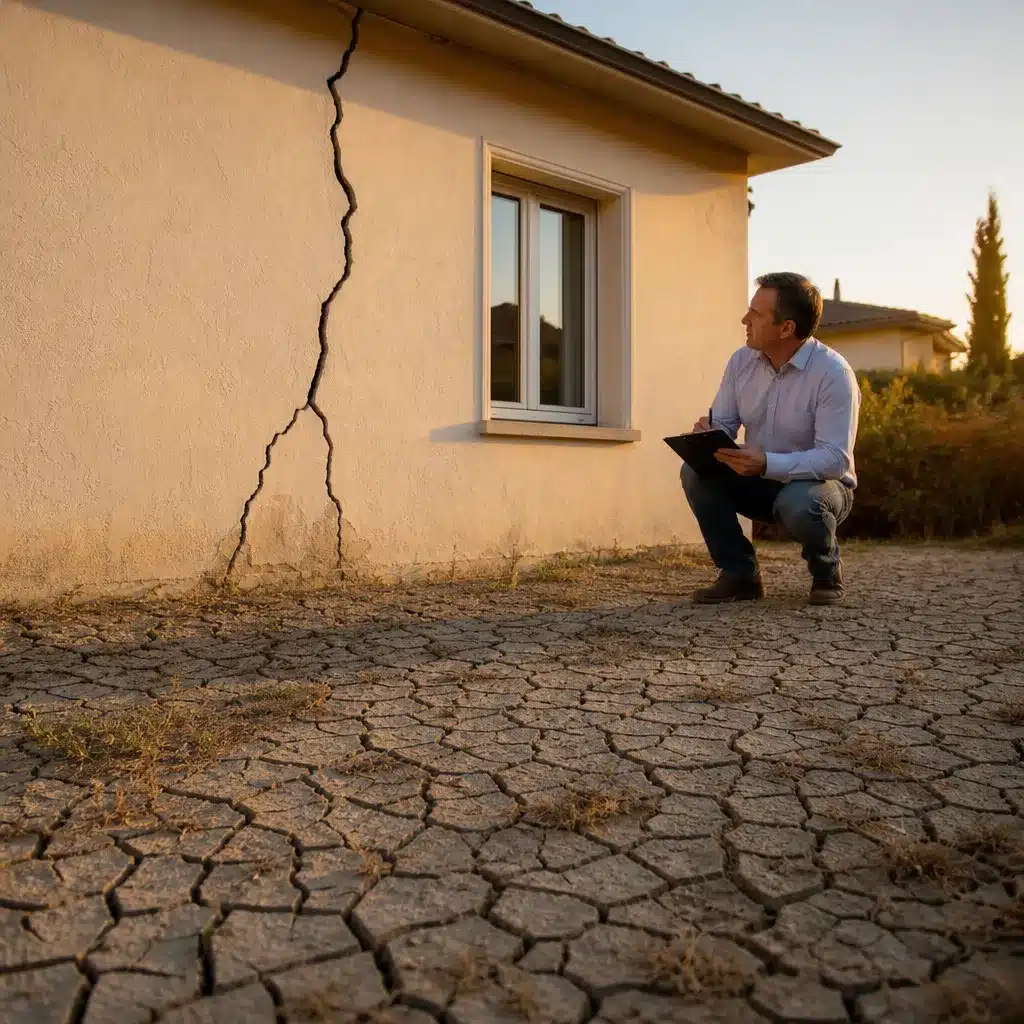 Maison fissurée par la sécheresse et le retrait-gonflement des argiles, expert sur place