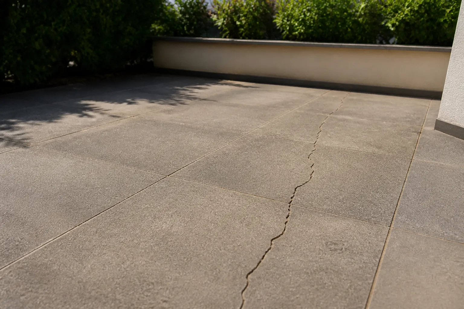 Terrasse fissure affaissement — Terrasse qui se fissure et s'affaisse