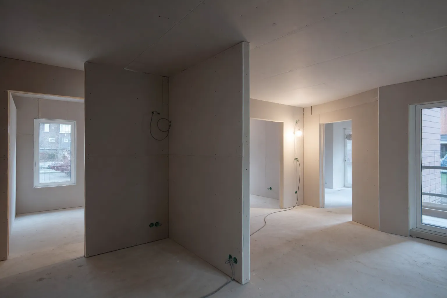 Visite cloisons VEFA : appartement neuf au stade des cloisons posées