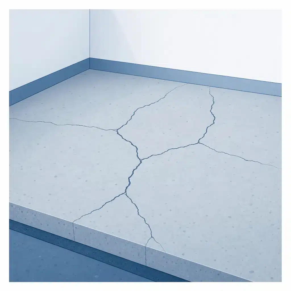 Chape en beton fissuree par retrait avant pose du carrelage