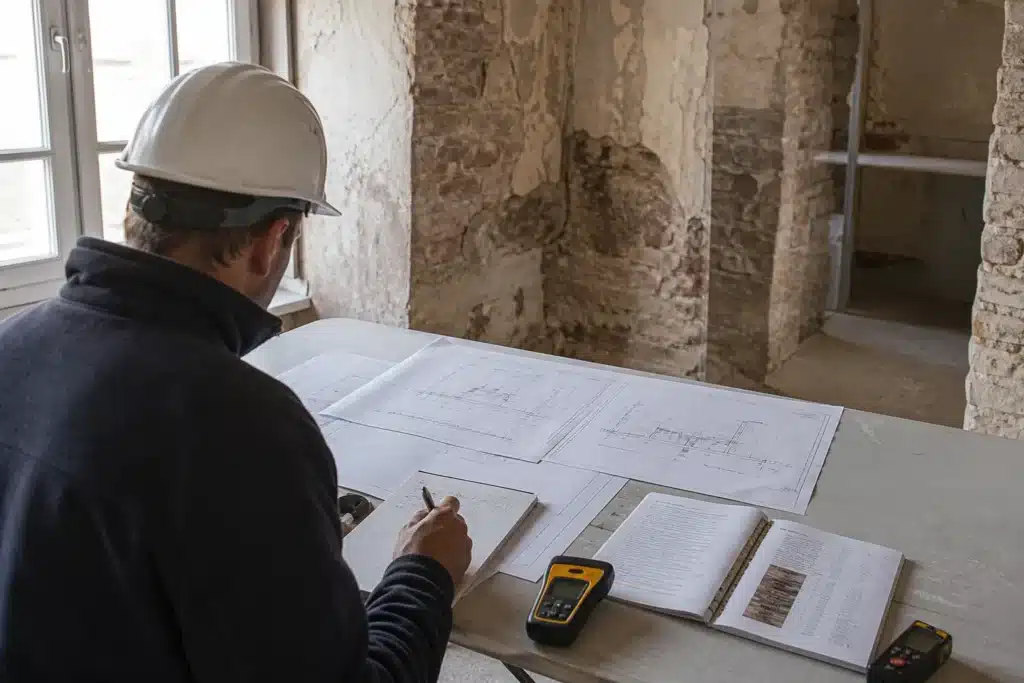 etudes techniques et diagnostics sur un chantier de renovation