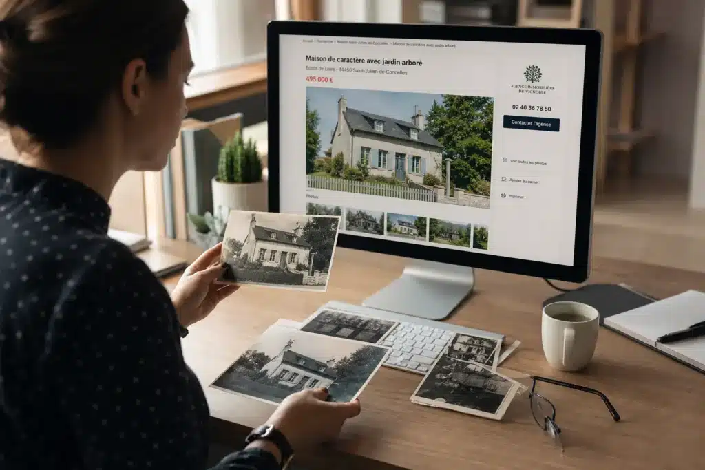 comparaison des anciennes photographies et de l annonce immobiliere