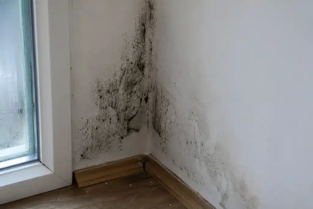 condensation et moisissures sur un mur interieur