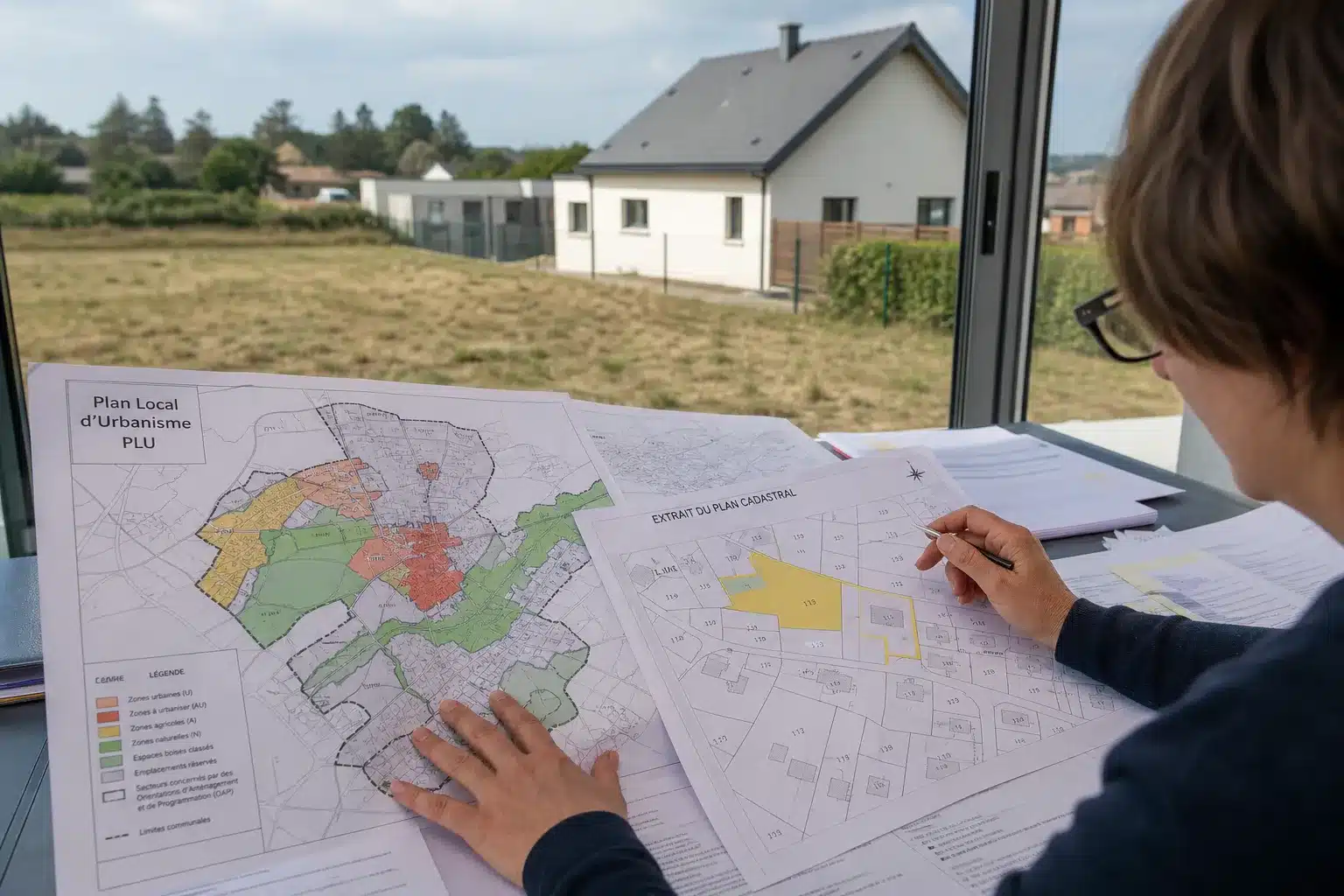 Consultation du plan local d'urbanisme PLU et du cadastre pour vérifier la constructibilité d'un terrain