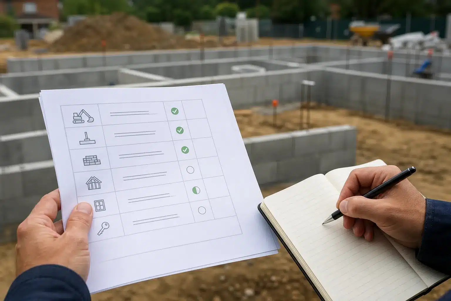 Verification d un echeancier de paiement sur un chantier de maison en CCMI avant un appel de fonds
