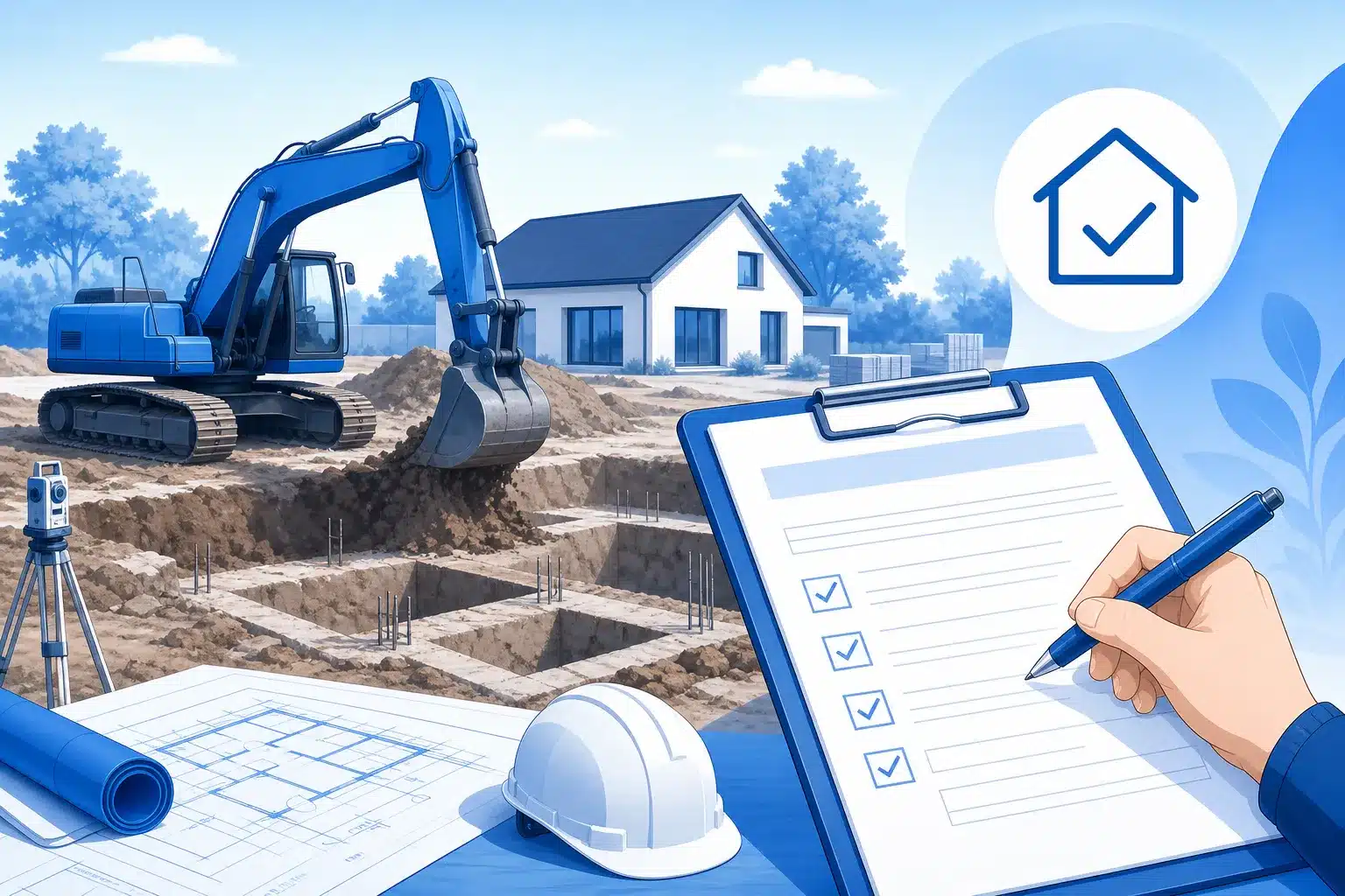 Debut du terrassement et declaration d ouverture de chantier d une maison individuelle en CCMI