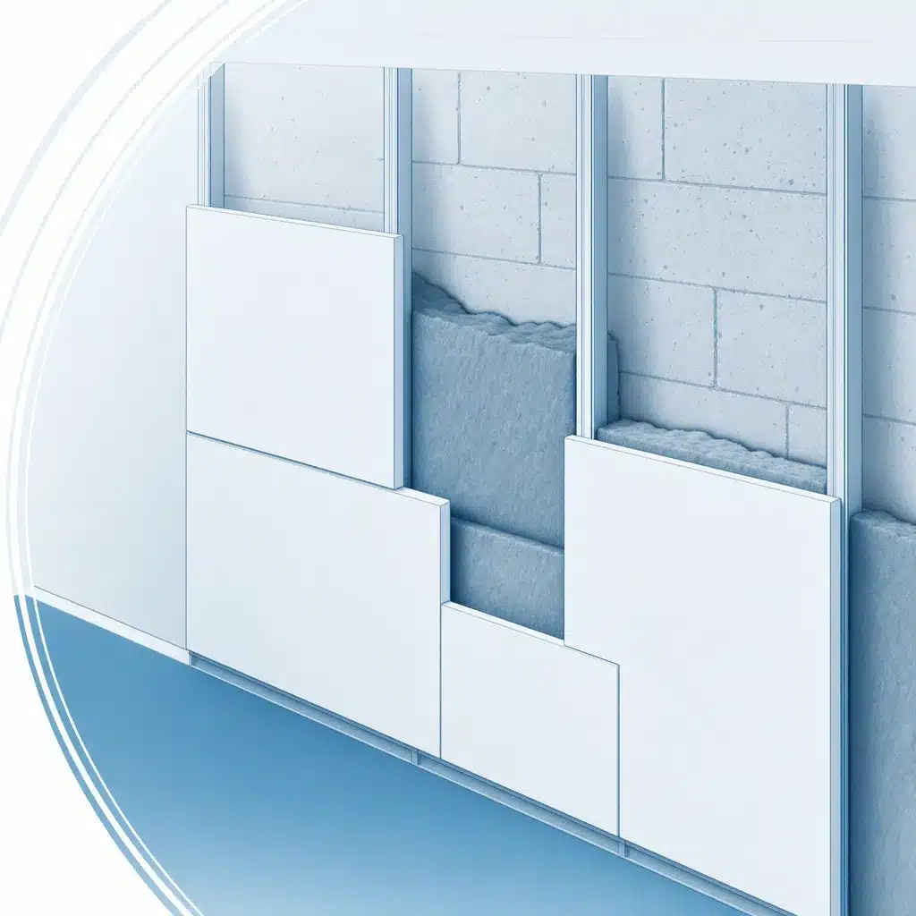 Isolation discontinue panneaux non jointifs et isolant tasse dans un mur