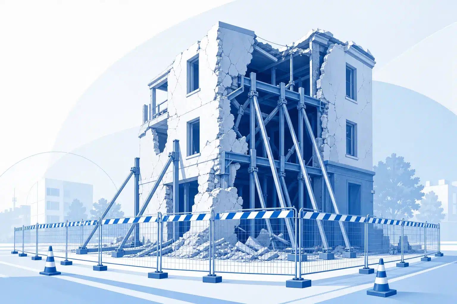 Mise en securite d un batiment presentant un risque d effondrement