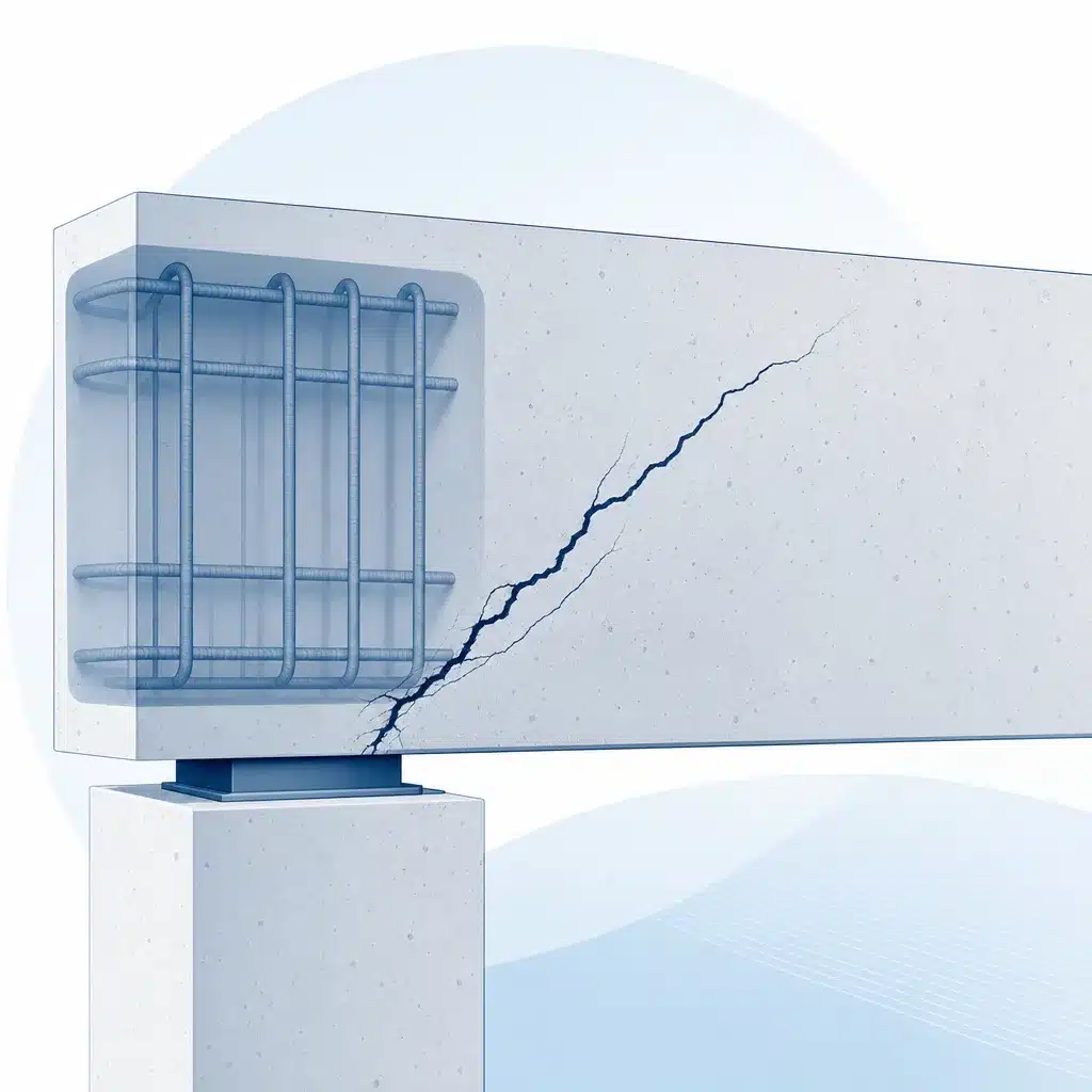 Fissure oblique de cisaillement pres de l appui d une poutre en beton arme