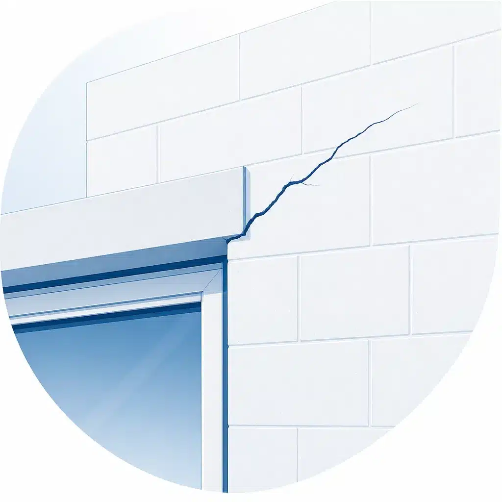 Fissure oblique en moustache partant de l angle d une fenetre sur une facade