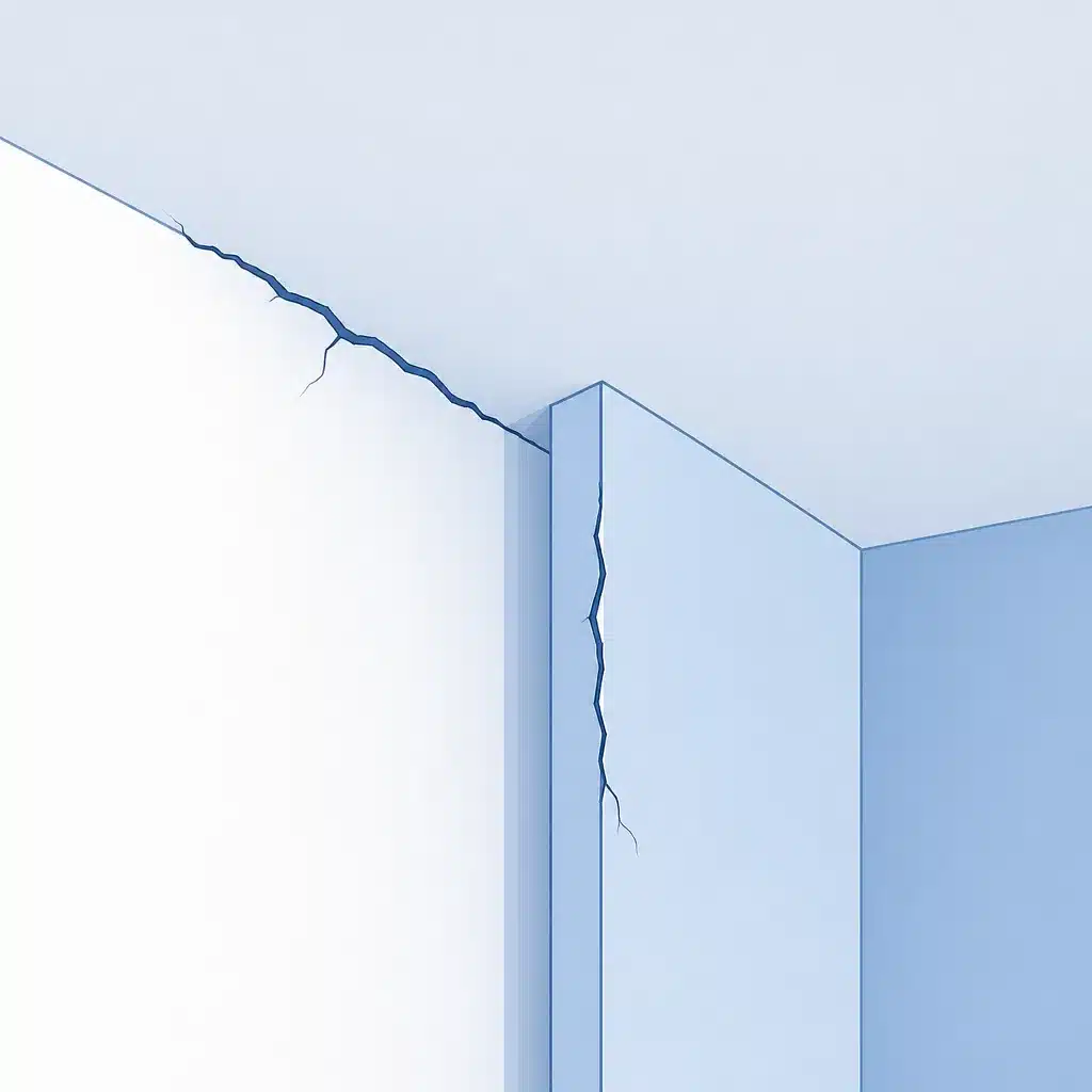 Fissure a la jonction entre un mur et un plafond