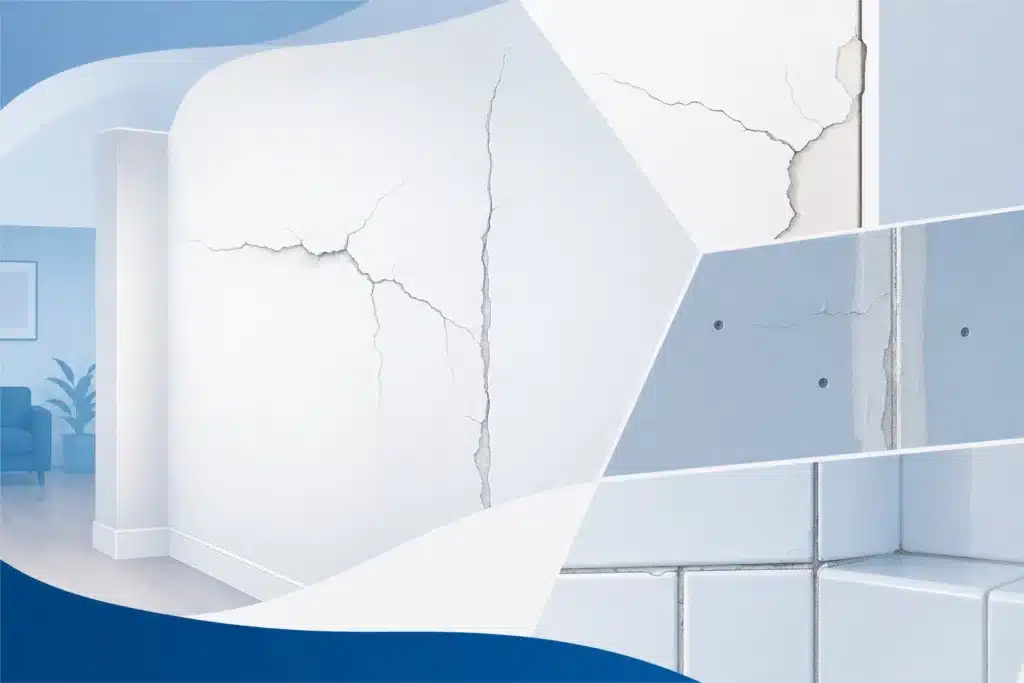 Fissures d enduit de platre et de cloison sur un mur interieur