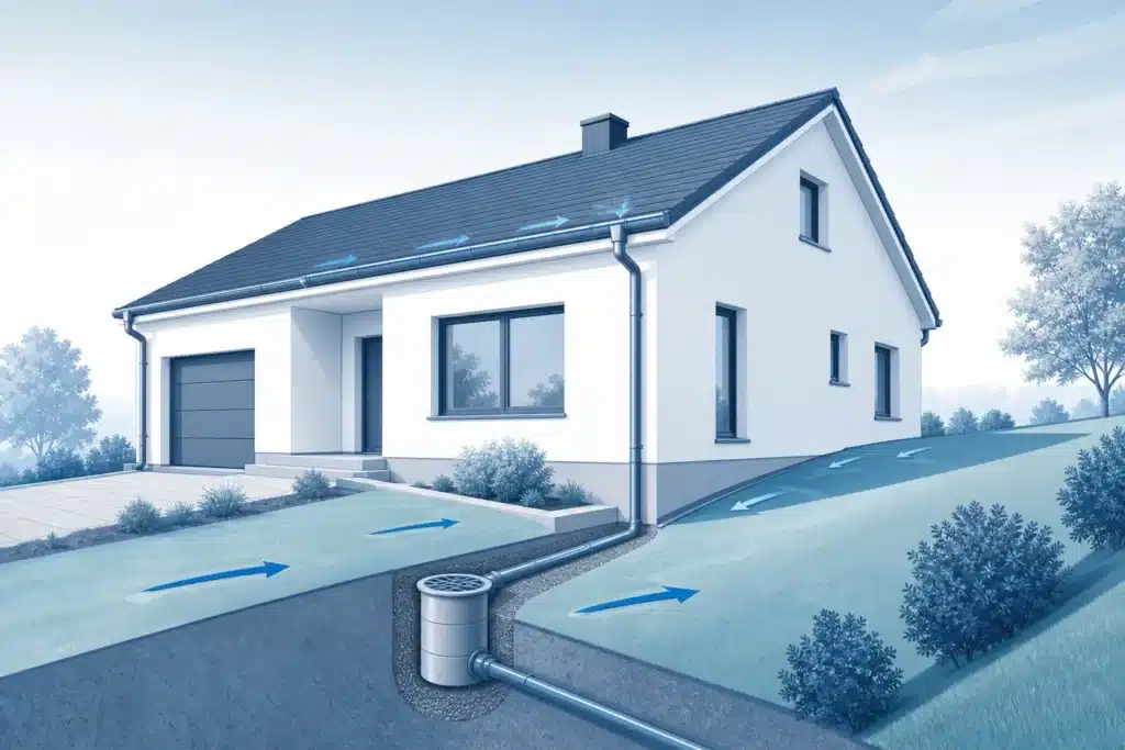 Gestion des eaux pluviales autour d'une maison individuelle