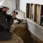 Investigation destructive sur un chantier de diagnostic batiment avec ouverture de doublage et sondage de fondation