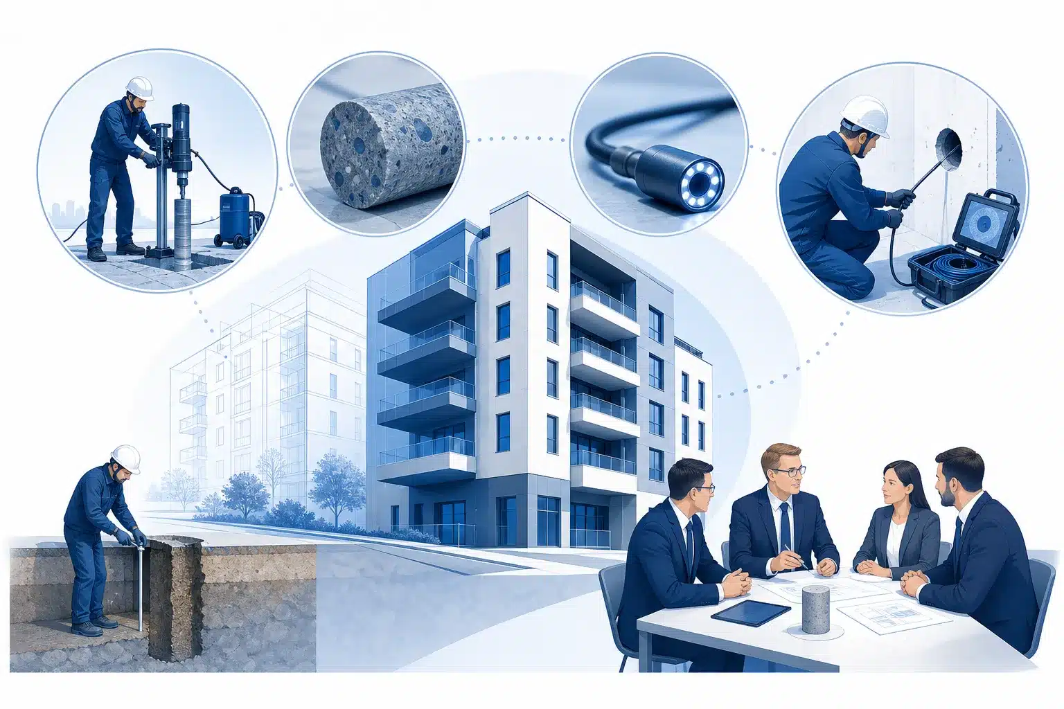 Investigations techniques et reunion d expertise contradictoire sur un batiment