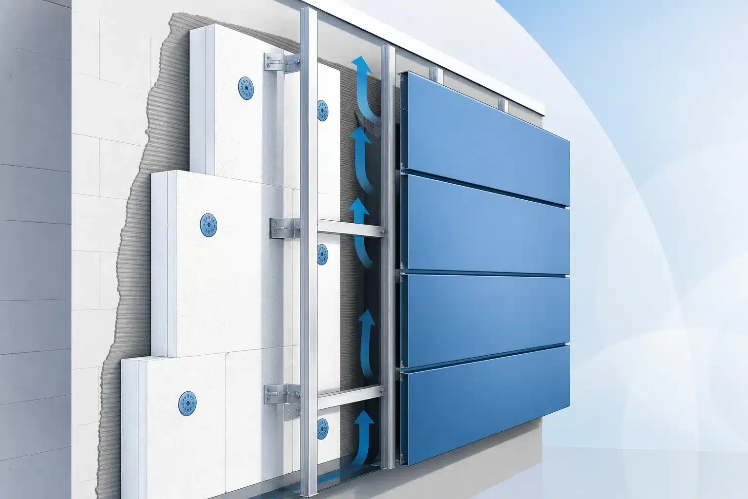 Isolation thermique par l exterieur et bardage rapporte avec ossature et lame d air