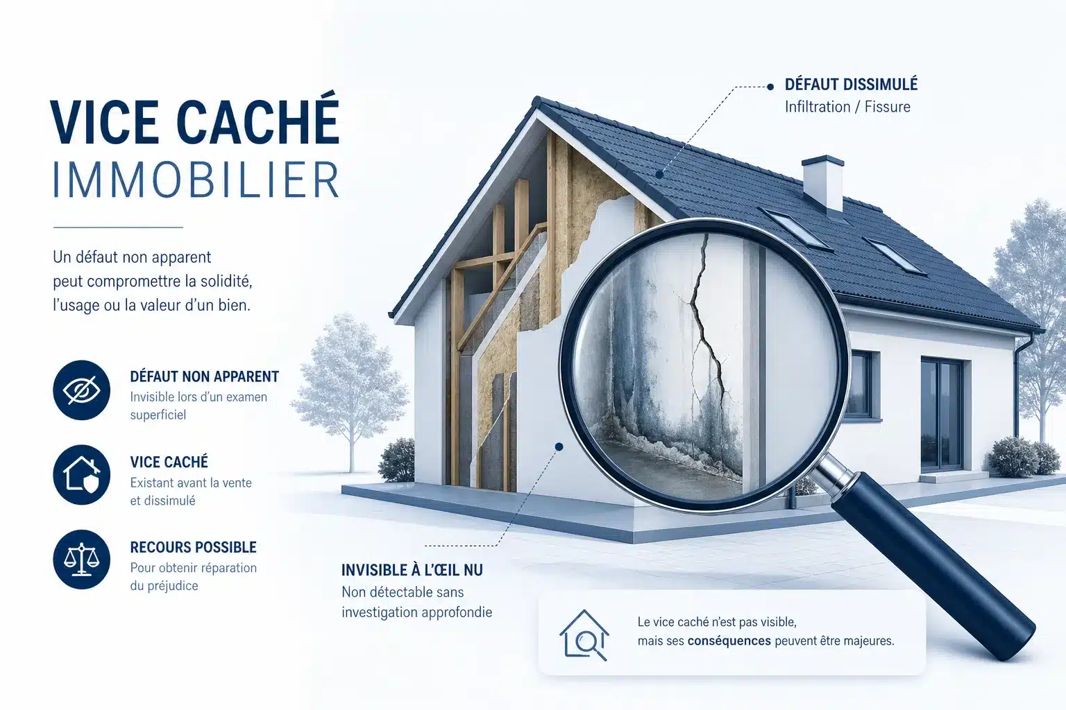 Vice cache immobilier defaut dissimule non apparent revele par une expertise du batiment