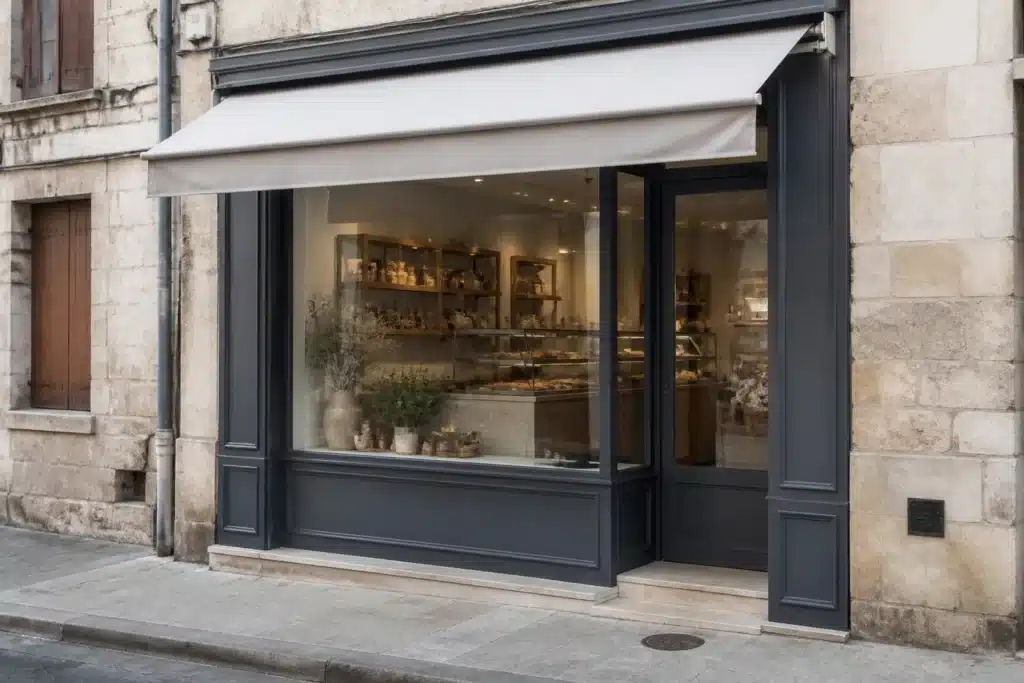 Vitrine d un local commercial occupe en rez de chaussee