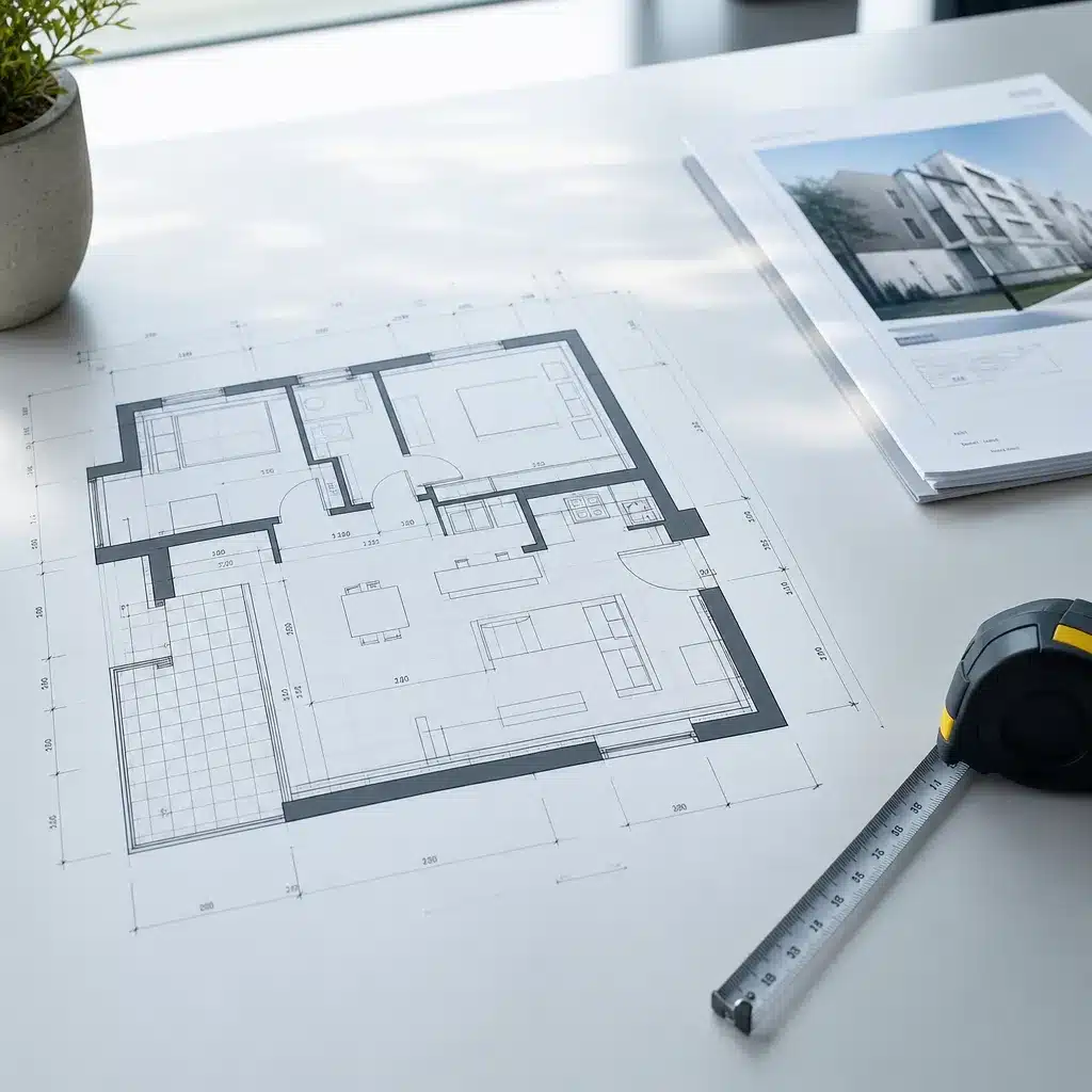 Notice descriptive et plan coté d un logement acheté en VEFA posés sur une table