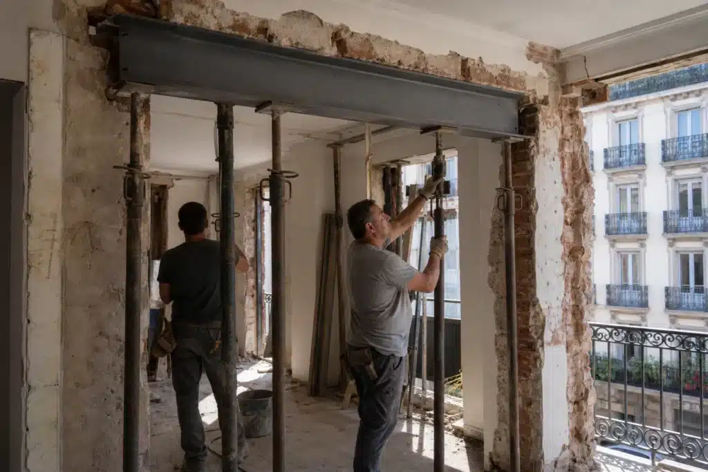 ouverture d un mur porteur avec renfort structurel