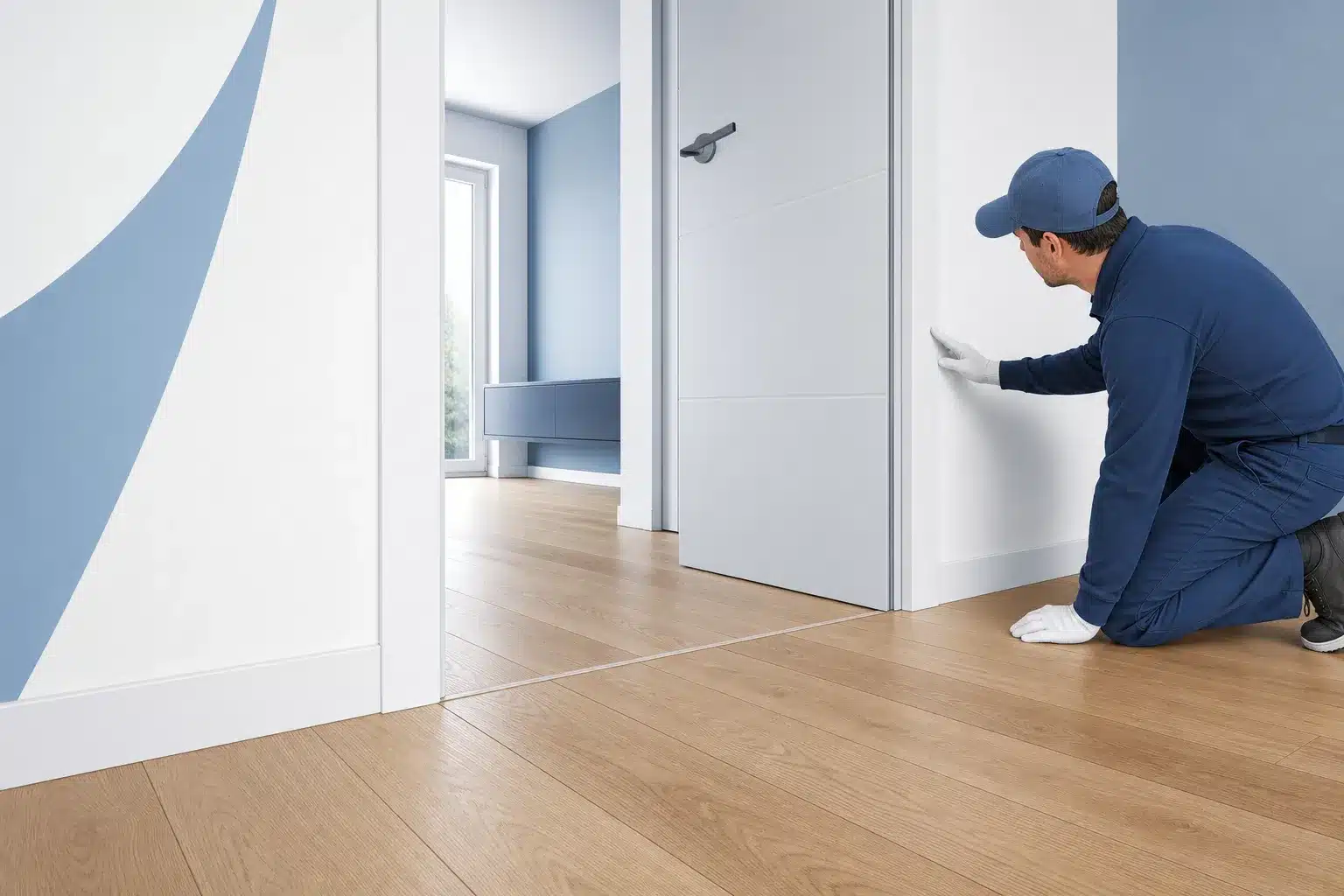 Parquet plinthes et menuiserie interieure dans un logement neuf