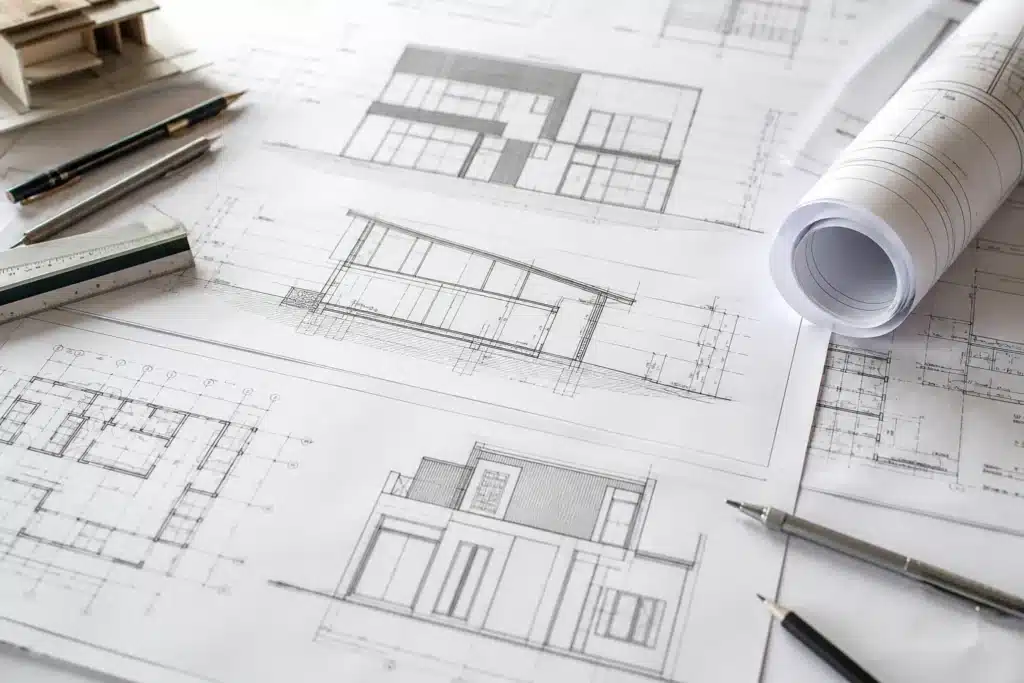 Plans d'architecte detailles pour autorisation consultation et execution des travaux