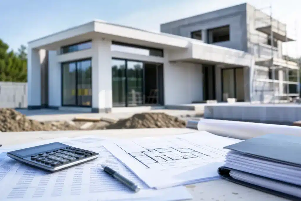 Maison individuelle en construction illustrant le prix du CCMI et la révision BT01