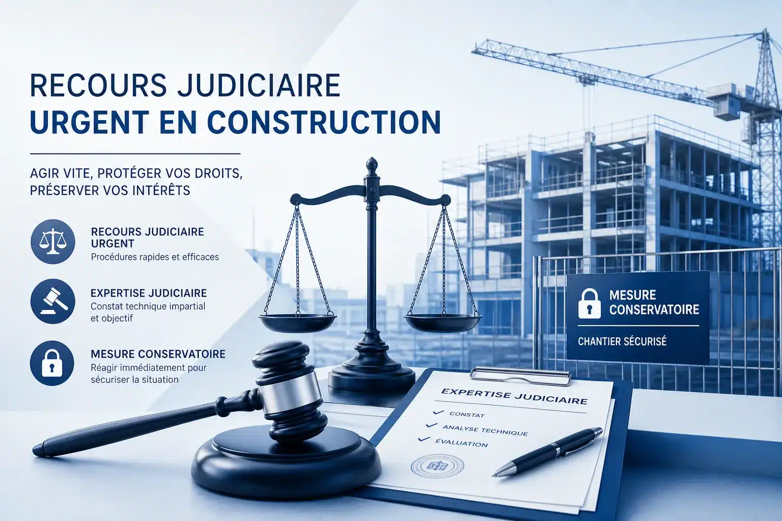 Recours judiciaires urgents : refere et expertise pour preserver les preuves en cours de chantier