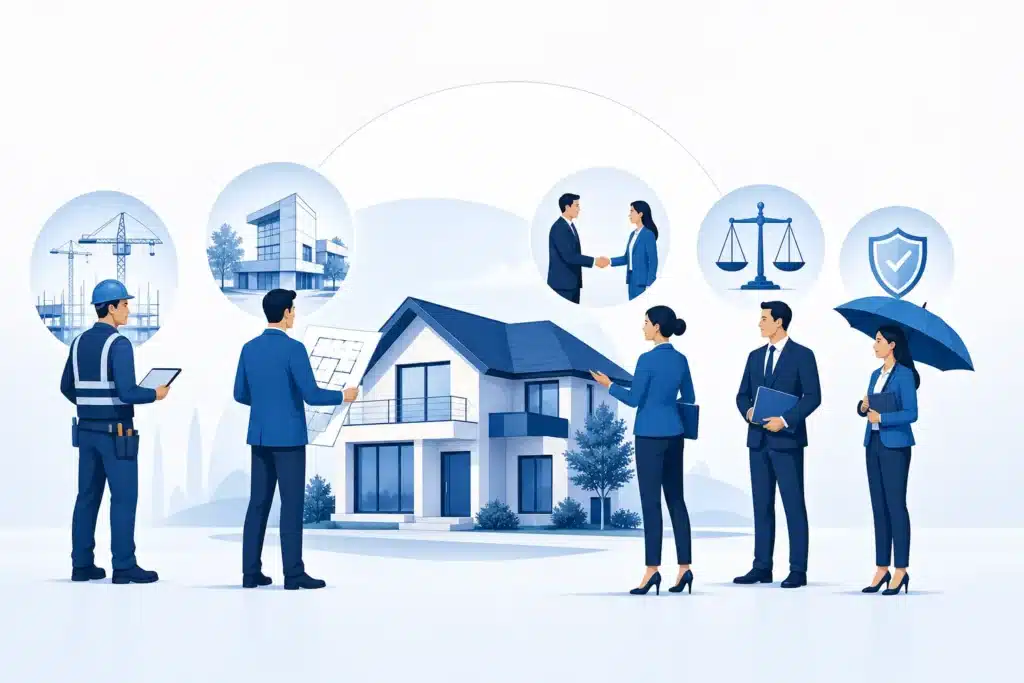 Illustration des responsables et interlocuteurs possibles en construction et immobilier
