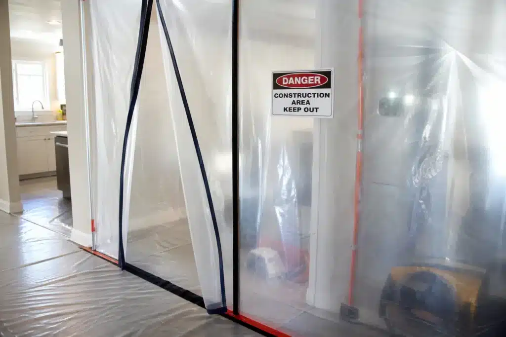 cloison provisoire protection poussiere zone de chantier logement occupe