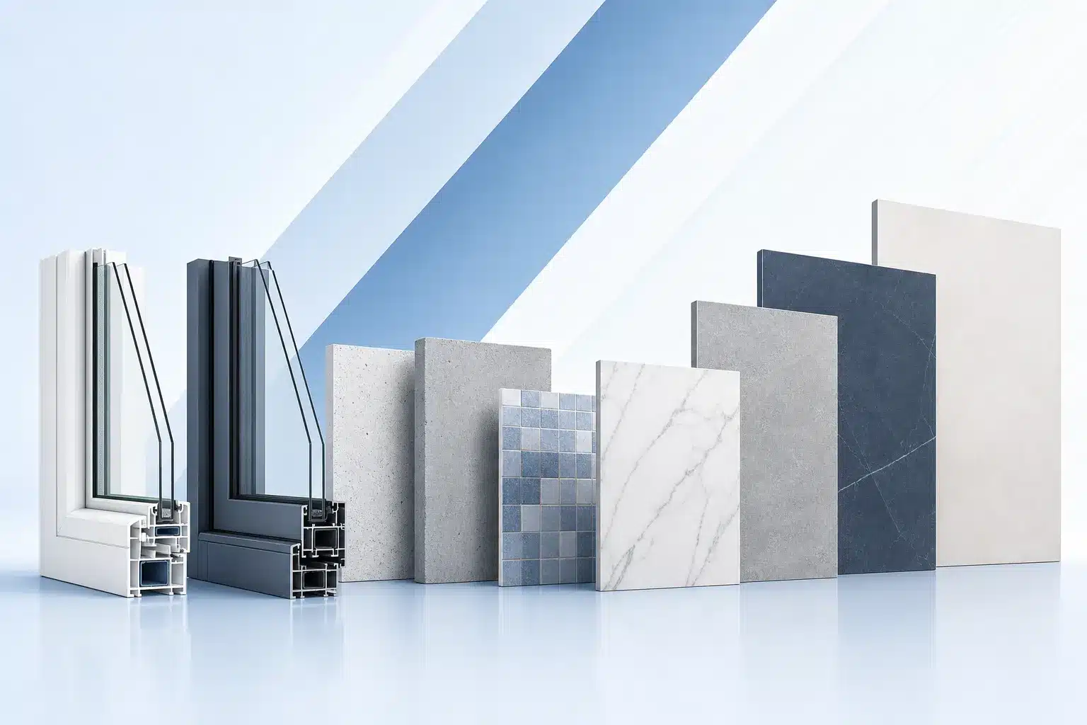Echantillons de materiaux de construction compares pour evaluer une substitution non prevue au contrat