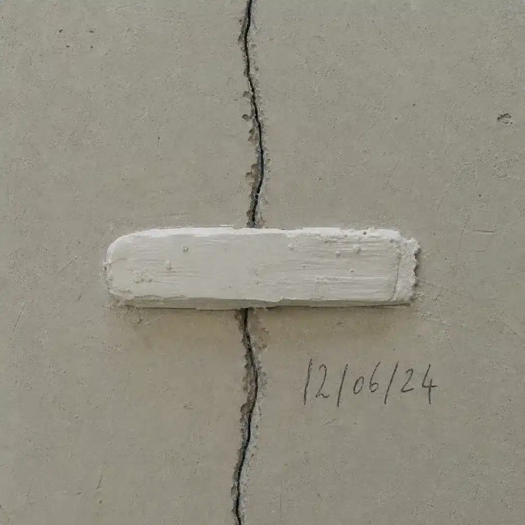 Temoin en platre applique en travers d une fissure de mur