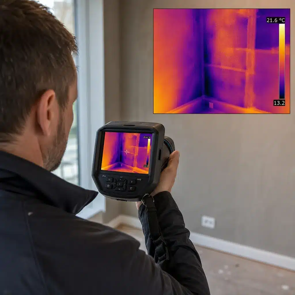 Expert realisant une thermographie avec une camera thermique