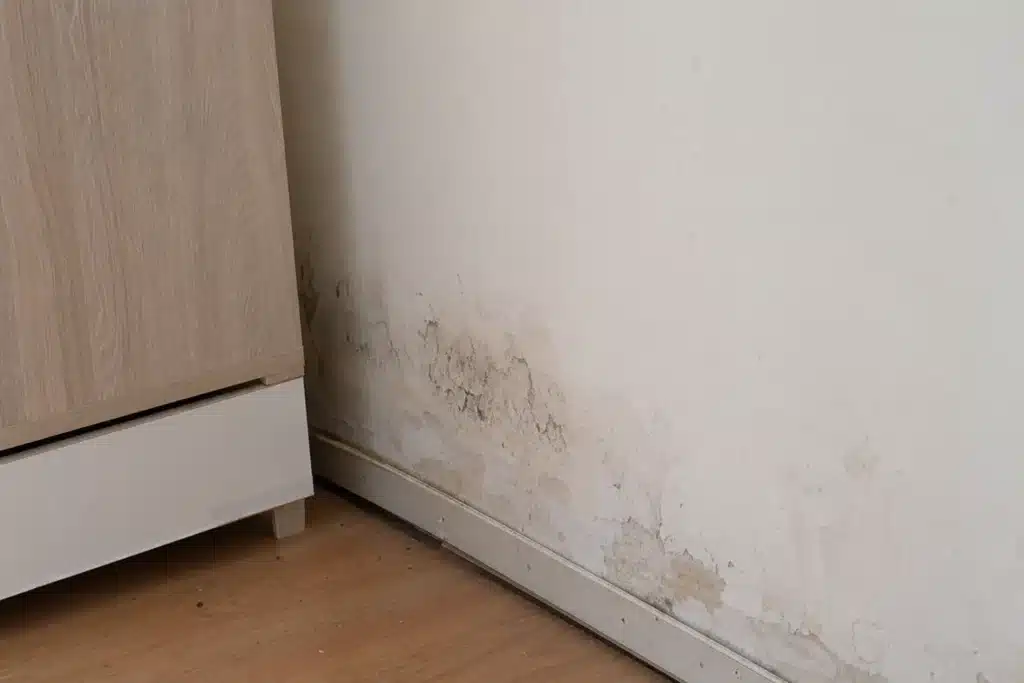 traces d'humidite et moisissures sur un mur interieur avant achat immobilier
