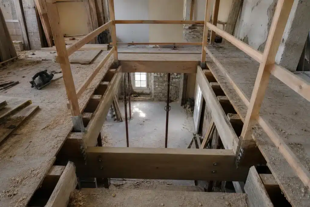 tremie de plancher bois avec chevetre pour un escalier