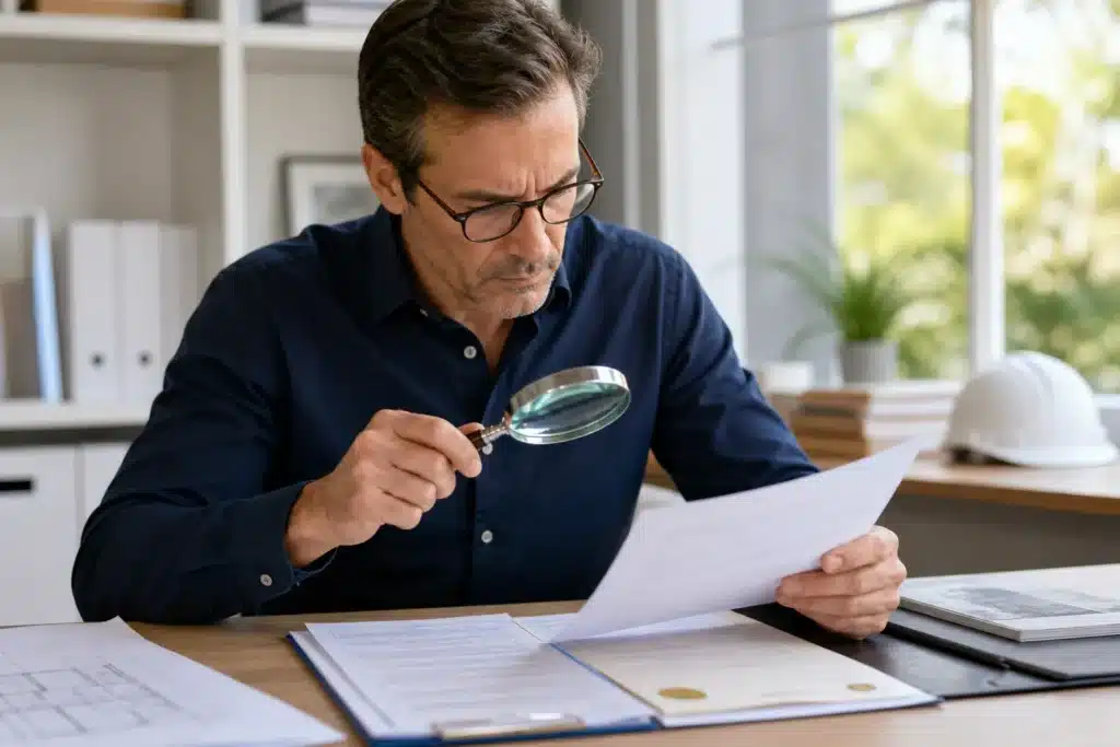 Verification de l'assurance professionnelle et du contrat ecrit d'un architecte