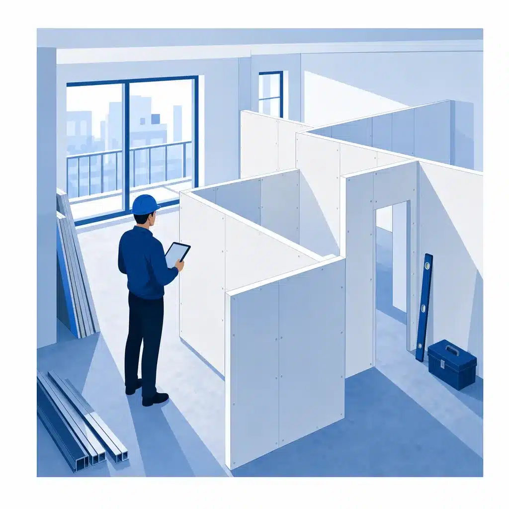 Visite cloisons d'un logement en VEFA